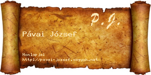Pávai József névjegykártya